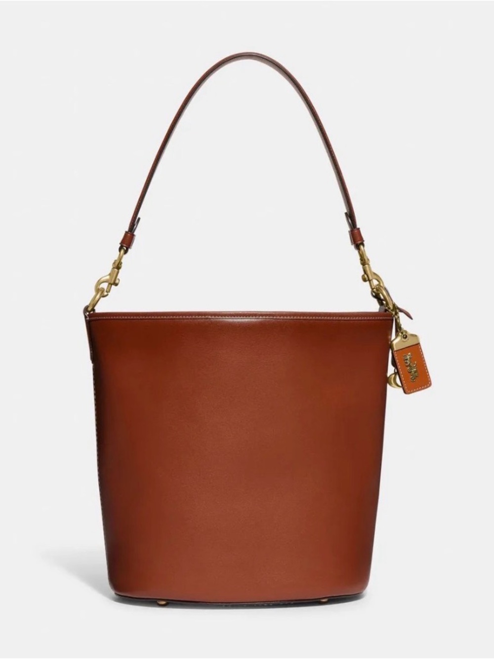 Coach Tan Brown Leather Bucket Shoulder Bag with Gold Hardware - NWT
